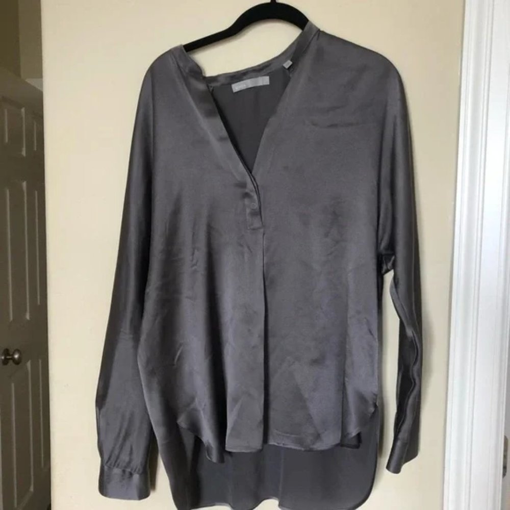 Vince Silk Split Collar Tunic Medium - image 3